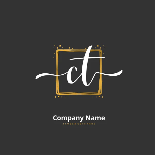 Ct円と初期手書きと署名のロゴデザイン ファッション チーム 結婚式 高級ロゴのための美しいデザイン手書きのロゴ — ストックベクタ