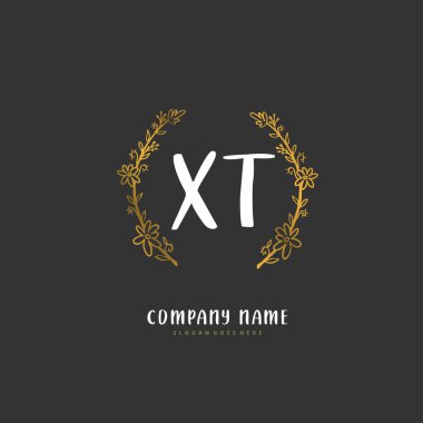 X T XT İlk el yazısı ve daire şeklinde imzalı logo tasarımı. Moda, takım, düğün, lüks logo için güzel tasarım logosu.