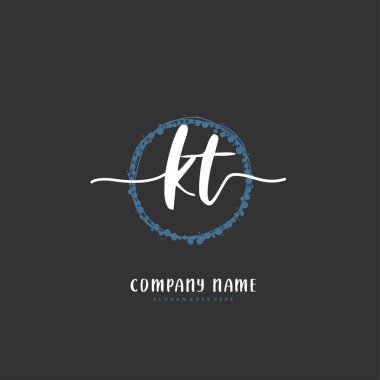 K KT ilk el yazısı ve imzalı logo dizaynı. Moda, takım, düğün, lüks logo için güzel tasarım logosu.
