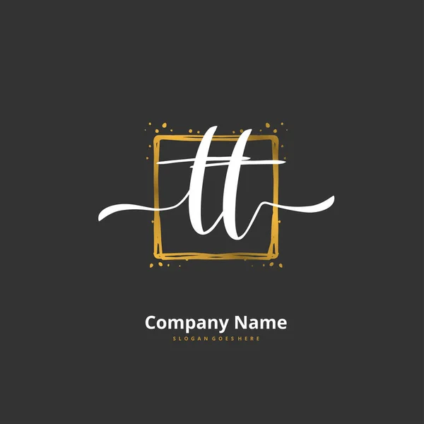 Ensimmäinen Käsiala Allekirjoitus Logo Suunnittelu Ympyrä Kaunis Muotoilu Käsinkirjoitettu Logo — vektorikuva