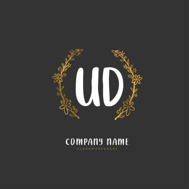UD UD ilk el yazısı ve daireyle imzalı logo tasarımı. Moda, takım, düğün, lüks logo için güzel tasarım logosu.