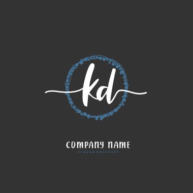 K D KD ilk el yazısı ve dairesel imza logosu tasarımı. Moda, takım, düğün, lüks logo için güzel tasarım logosu.