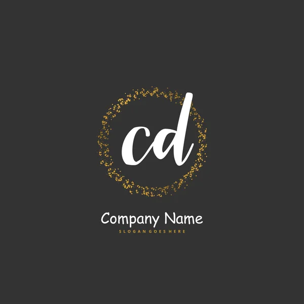 Cd円との初期手書きと署名のロゴデザイン ファッション チーム 結婚式 高級ロゴのための美しいデザイン手書きのロゴ — ストックベクタ