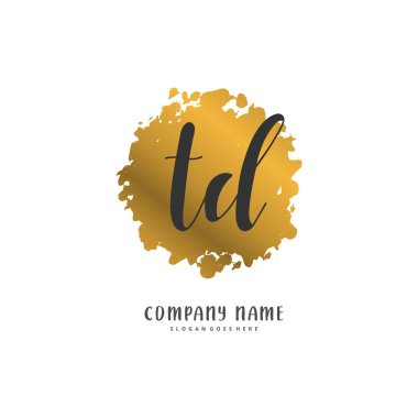 TD TD ilk el yazısı ve dairesel logo tasarımı. Moda, takım, düğün, lüks logo için güzel tasarım logosu.