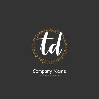 TD TD ilk el yazısı ve dairesel logo tasarımı. Moda, takım, düğün, lüks logo için güzel tasarım logosu.