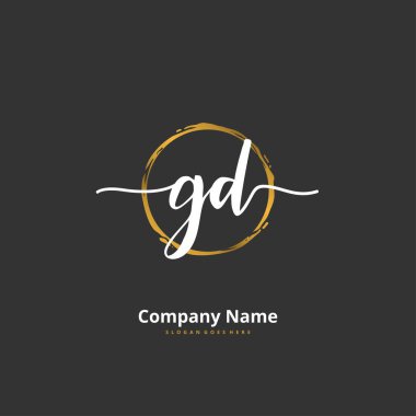 G D GD ilk el yazısı ve daireyle imzalı logo tasarımı. Moda, takım, düğün, lüks logo için güzel tasarım logosu.