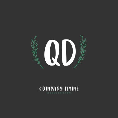 QD QD ilk el yazısı ve dairesel imzalı logo tasarımı. Moda, takım, düğün, lüks logo için güzel tasarım logosu.