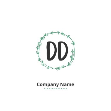 D DD İlk el yazısı ve daireyle imzalı logo tasarımı. Moda, takım, düğün, lüks logo için güzel tasarım logosu.