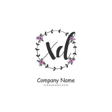 X D XD ilk el yazısı ve daireyle imzalı logo tasarımı. Moda, takım, düğün, lüks logo için güzel tasarım logosu.