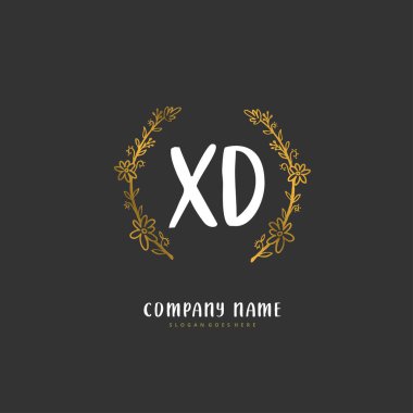 X D XD ilk el yazısı ve daireyle imzalı logo tasarımı. Moda, takım, düğün, lüks logo için güzel tasarım logosu.