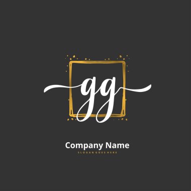 G GG İlk el yazısı ve daireyle imzalı logo tasarımı. Moda, takım, düğün, lüks logo için güzel tasarım logosu.