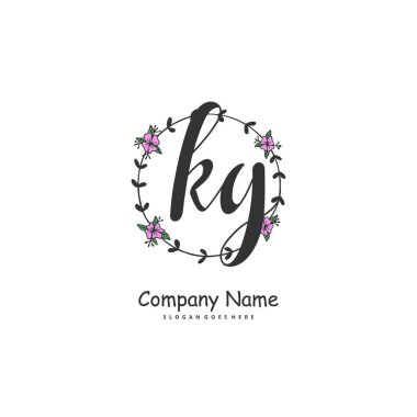 K G KG İlk el yazısı ve daireyle imzalı logo tasarımı. Moda, takım, düğün, lüks logo için güzel tasarım logosu.
