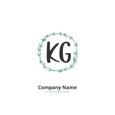 K G KG İlk el yazısı ve daireyle imzalı logo tasarımı. Moda, takım, düğün, lüks logo için güzel tasarım logosu.