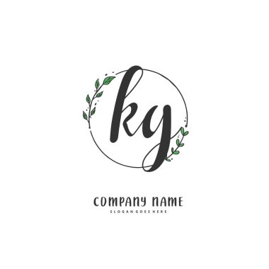 K G KG İlk el yazısı ve daireyle imzalı logo tasarımı. Moda, takım, düğün, lüks logo için güzel tasarım logosu.