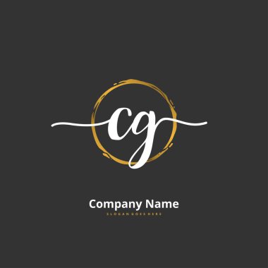 C G CG İlk el yazısı ve imzalı logo dizaynı daire şeklinde. Moda, takım, düğün, lüks logo için güzel tasarım logosu.