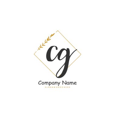 C G CG İlk el yazısı ve imzalı logo dizaynı daire şeklinde. Moda, takım, düğün, lüks logo için güzel tasarım logosu.