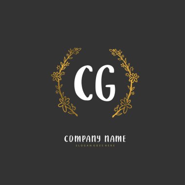 C G CG İlk el yazısı ve imzalı logo dizaynı daire şeklinde. Moda, takım, düğün, lüks logo için güzel tasarım logosu.