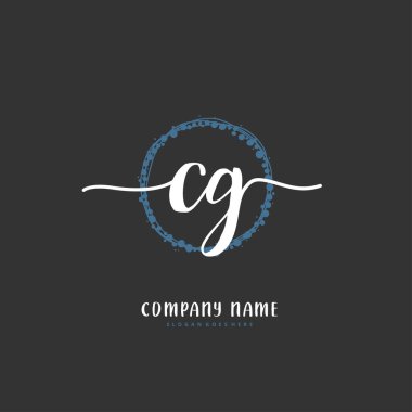 C G CG İlk el yazısı ve imzalı logo dizaynı daire şeklinde. Moda, takım, düğün, lüks logo için güzel tasarım logosu.