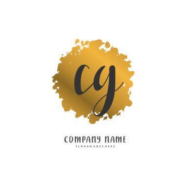 C G CG İlk el yazısı ve imzalı logo dizaynı daire şeklinde. Moda, takım, düğün, lüks logo için güzel tasarım logosu.