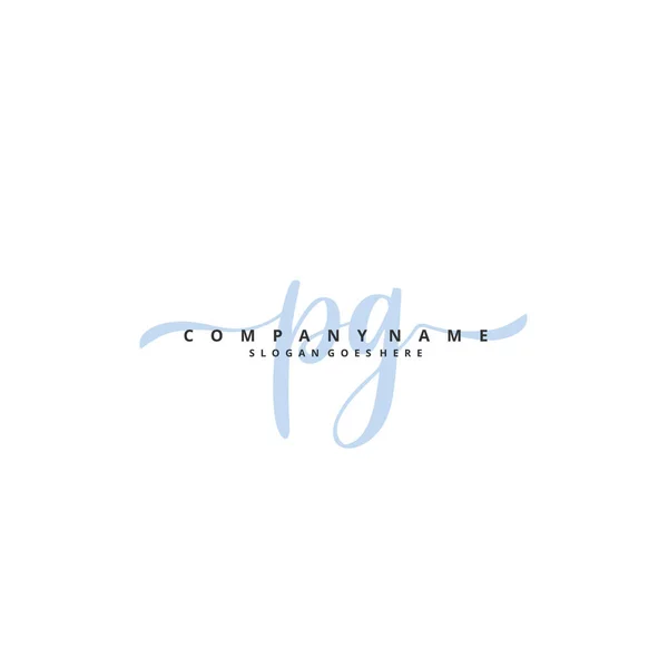 Pg円と初期手書きと署名のロゴデザイン ファッション チーム 結婚式 高級ロゴのための美しいデザイン手書きのロゴ — ストックベクタ