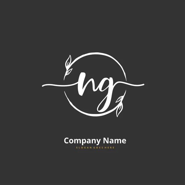 Ng最初的笔迹和签名标志设计与圆圈 豪华标志的漂亮设计手写体标志 图库插图