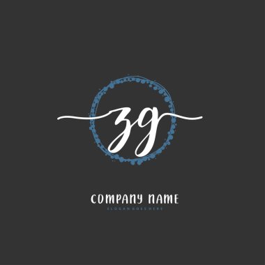 Z G ZG ilk el yazısı ve dairesel logo tasarımı. Moda, takım, düğün, lüks logo için güzel tasarım logosu.