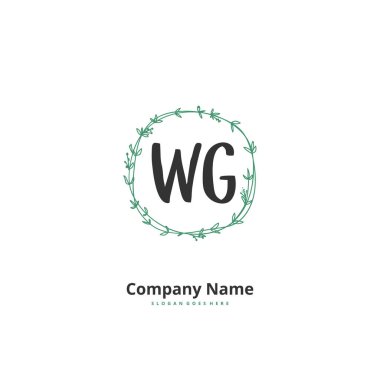 W G WG İlk el yazısı ve imzalı logo dizaynı. Moda, takım, düğün, lüks logo için güzel tasarım logosu.