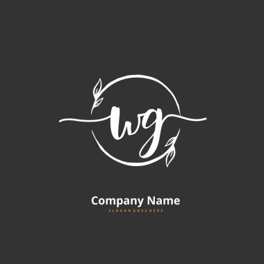 W G WG İlk el yazısı ve imzalı logo dizaynı. Moda, takım, düğün, lüks logo için güzel tasarım logosu.