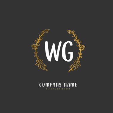 W G WG İlk el yazısı ve imzalı logo dizaynı. Moda, takım, düğün, lüks logo için güzel tasarım logosu.