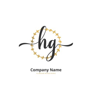 H G HG İlk el yazısı ve imzalı logo dizaynı. Moda, takım, düğün, lüks logo için güzel tasarım logosu.