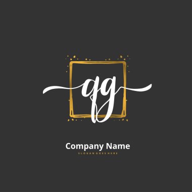 Q G QG İlk el yazısı ve daire şeklinde imzalı logo tasarımı. Moda, takım, düğün, lüks logo için güzel tasarım logosu.
