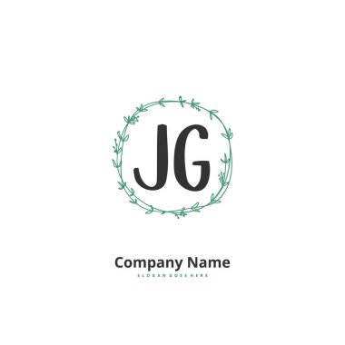 J G JG İlk el yazısı ve imzalı logo dizaynı. Moda, takım, düğün, lüks logo için güzel tasarım logosu.