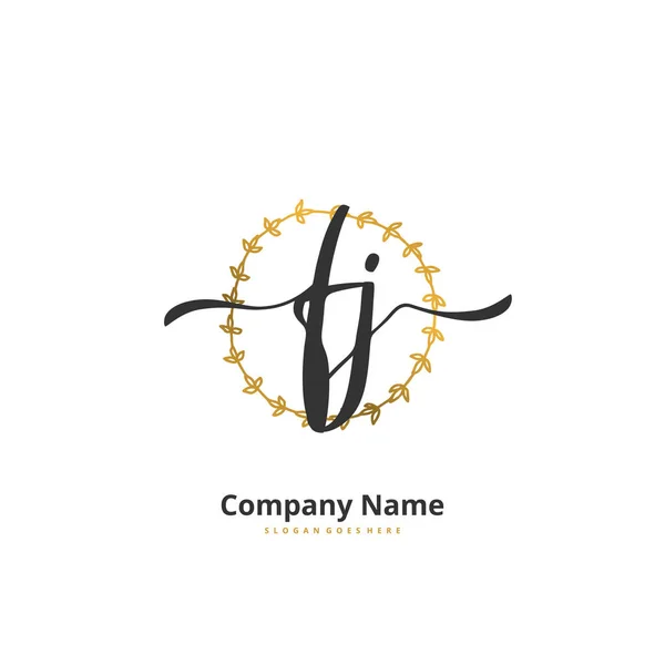 Початковий Дизайн Логотипу Почерку Підпису Колом Прекрасний Логотип Ручної Роботи — стоковий вектор
