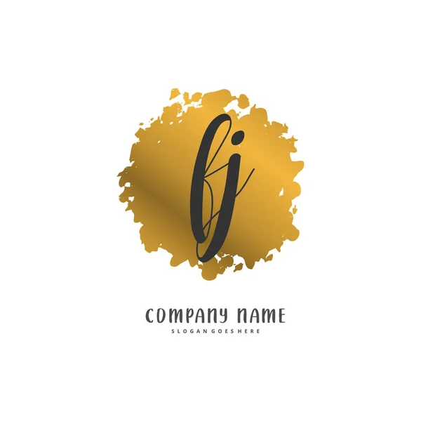 Projeto Inicial Caligrafia Logotipo Assinatura Com Círculo Logotipo Manuscrito Design —  Vetores de Stock
