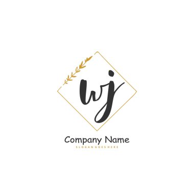 W J WJ İlk el yazısı ve daire şeklinde imzalı logo tasarımı. Moda, takım, düğün, lüks logo için güzel tasarım logosu.