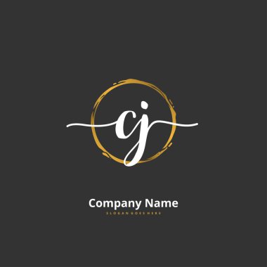 C J CJ İlk el yazısı ve imzalı logo dizaynı. Moda, takım, düğün, lüks logo için güzel tasarım logosu.