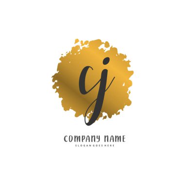 C J CJ İlk el yazısı ve imzalı logo dizaynı. Moda, takım, düğün, lüks logo için güzel tasarım logosu.