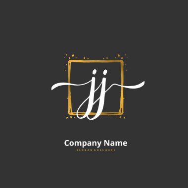 J JJ İlk el yazısı ve imzalı logo dizaynı. Moda, takım, düğün, lüks logo için güzel tasarım logosu.