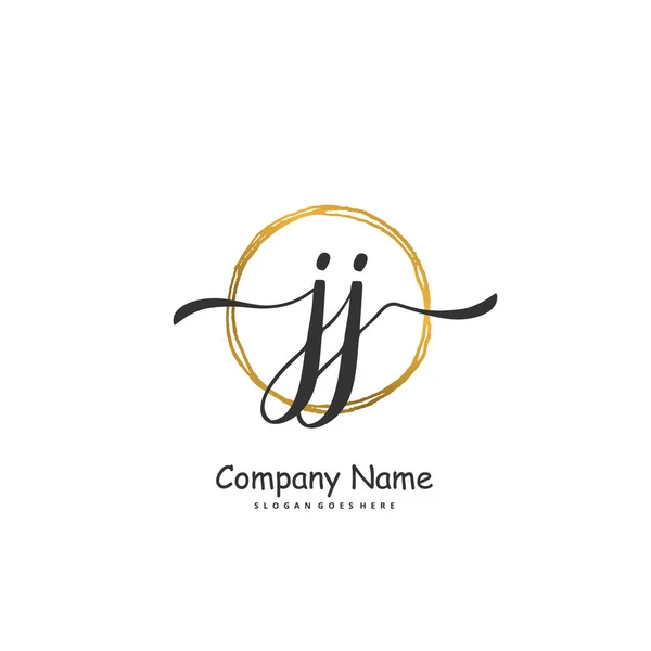 Eerste Handschrift Handtekening Logo Ontwerp Met Cirkel Mooi Design Handgeschreven — Stockvector