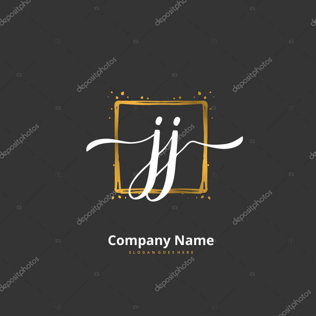 J JJ Initial handwriting and signature logo design with circle. Beautiful design handwritten logo for fashion, team, wedding, luxury logo.
