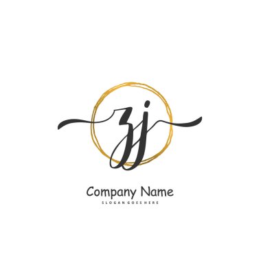 Z J ZJ İlk el yazısı ve imzalı logo dizaynı. Moda, takım, düğün, lüks logo için güzel tasarım logosu.