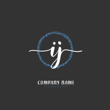 I J IJ ilk el yazısı ve imzalı logo dizaynı daire şeklinde. Moda, takım, düğün, lüks logo için güzel tasarım logosu.