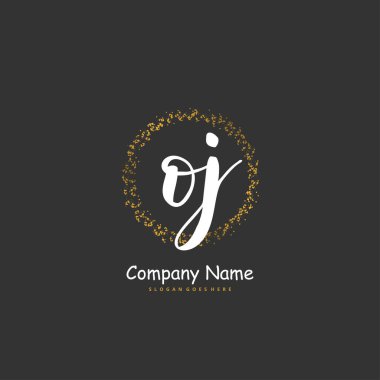 O J OJ İlk el yazısı ve imzalı logo dizaynı daire şeklinde. Moda, takım, düğün, lüks logo için güzel tasarım logosu.