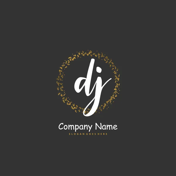 Dj円と初期手書きと署名のロゴデザイン ファッション チーム 結婚式 高級ロゴのための美しいデザイン手書きのロゴ — ストックベクタ