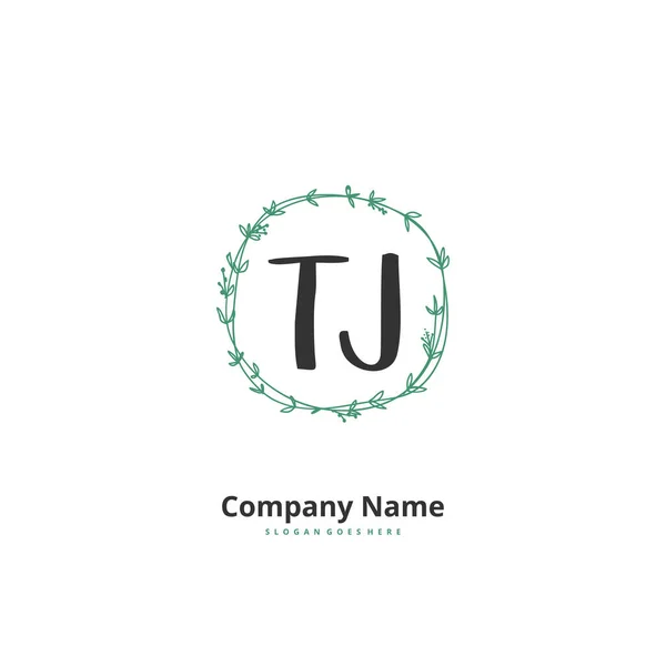 Caligrafia Inicial Design Logotipo Assinatura Com Círculo Logotipo Manuscrito Design — Vetor de Stock