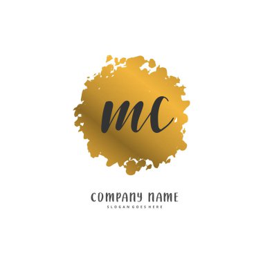 M C MC İlk el yazısı ve imzalı logo dizaynı daire şeklinde. Moda, takım, düğün, lüks logo için güzel tasarım logosu.