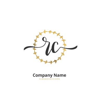 R C RC İlk el yazısı ve imzalı logo dizaynı. Moda, takım, düğün, lüks logo için güzel tasarım logosu.