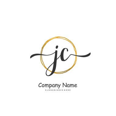 J C JC İlk el yazısı ve daireyle imzalı logo tasarımı. Moda, takım, düğün, lüks logo için güzel tasarım logosu.