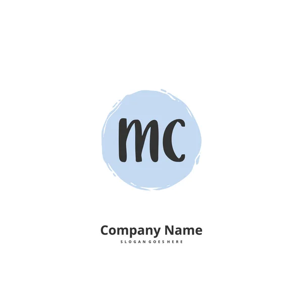 Diseño Logotipo Firma Letra Inicial Con Círculo Logotipo Escrito Mano — Archivo Imágenes Vectoriales