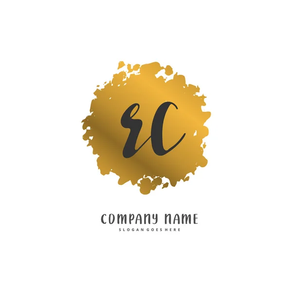 Projeto Inicial Caligrafia Logotipo Assinatura Com Círculo Logotipo Manuscrito Design —  Vetores de Stock